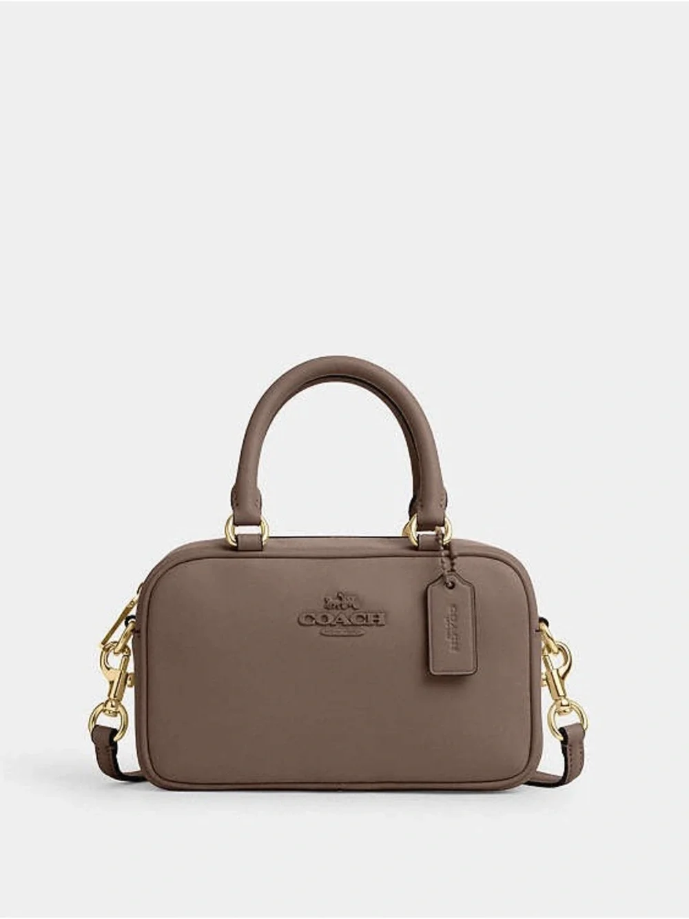 COACH Brown Leather Mini Satchel Crossbody with Gold-Tone Hardware